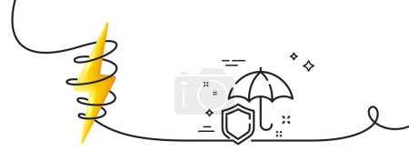 Ilustración de Icono de línea de paraguas. Continuo una línea con rizo. Señal de defensa contra la lluvia. Símbolo seguro. Paraguas cinta de un solo contorno. Curva de bucle con energía. Vector - Imagen libre de derechos