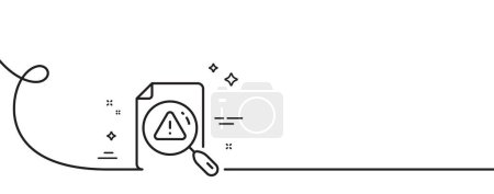 Illustration for Search document line icon. Continuous one line with curl. Help book sign. Instruction manual symbol. Search document single outline ribbon. Loop curve pattern. Vector - Royalty Free Image