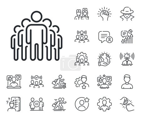 Illustration for Business management sign. Specialist, doctor and job competition outline icons. Group line icon. Teamwork symbol. Group line sign. Avatar placeholder, spy headshot icon. Strike leader. Vector - Royalty Free Image