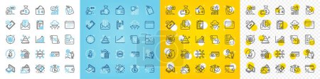 Illustration for Vector icons set of Graph chart, Loan percent and Dao line icons pack for web with Cash, Checklist, Calendar outline icon. Wallet, Payment method, Savings tax pictogram. Payment. Vector - Royalty Free Image