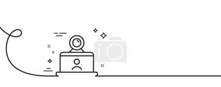 Video conference line icon. Continuous one line with curl. Online training sign. Web camera symbol. Video conference single outline ribbon. Loop curve pattern. Vector
