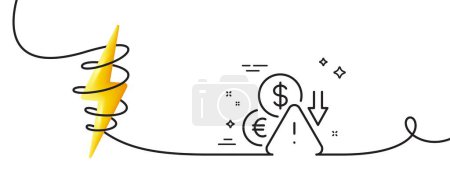 Illustration for Deflation line icon. Continuous one line with curl. Economic crisis sign. Income reduction symbol. Deflation single outline ribbon. Loop curve with energy. Vector - Royalty Free Image