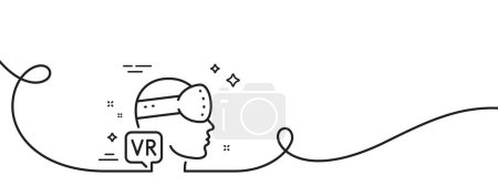 Illustration for Augmented reality line icon. Continuous one line with curl. VR simulation sign. Gaming headset glasses symbol. Augmented reality single outline ribbon. Loop curve pattern. Vector - Royalty Free Image
