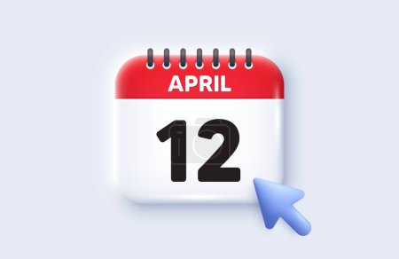 Illustration for 12th day of the month icon. Calendar date 3d icon. Event schedule date. Meeting appointment time. 12th day of April month. Calendar event reminder date. Vector - Royalty Free Image