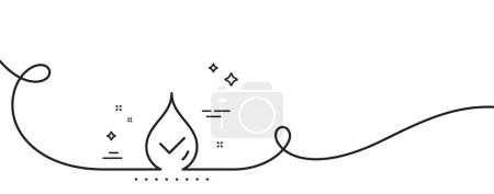 Illustration for Waterproof line icon. Continuous one line with curl. Water resistant sign. Drop protection symbol. Waterproof single outline ribbon. Loop curve pattern. Vector - Royalty Free Image