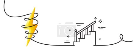 Stairs line icon. Continuous one line with curl. House staircase sign. Steps with railing symbol. Stairs single outline ribbon. Loop curve with energy. Vector
