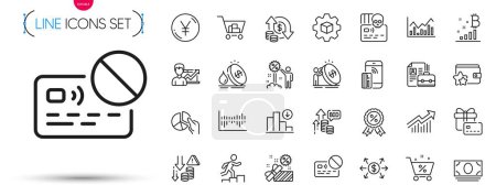 Illustration for Pack of Discount, Loan percent and Success business line icons. Include Product development, Fuel price, Yen money pictogram icons. Gift card, Deflation, Demand curve signs. Vector - Royalty Free Image