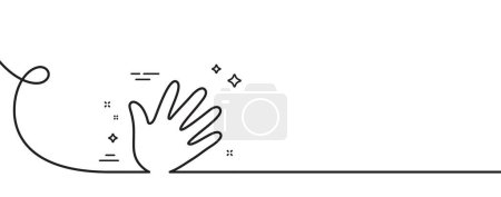Illustration for Hand wave line icon. Continuous one line with curl. Palm sign. Hand single outline ribbon. Loop curve pattern. Vector - Royalty Free Image