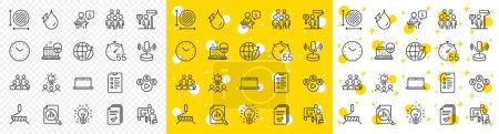 Illustration for Outline Video conference, Cyber attack and Handout line icons pack for web with Checklist, Business idea, Environment day line icon. Group people, Plan, Timer pictogram icon. Idea. Vector - Royalty Free Image