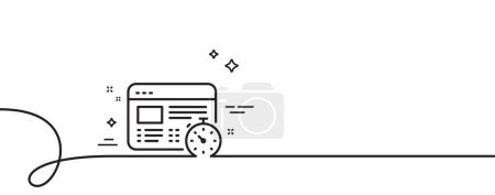 Illustration for Web timer line icon. Continuous one line with curl. Online quiz test sign. Web timer single outline ribbon. Loop curve pattern. Vector - Royalty Free Image