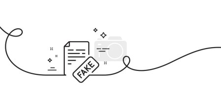 Illustration for Fake news line icon. Continuous one line with curl. Propaganda conspiracy document sign. Wrong truth symbol. Fake news single outline ribbon. Loop curve pattern. Vector - Royalty Free Image