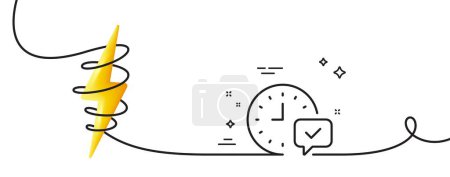Illustration for Time line icon. Continuous one line with curl. Select alarm sign. Select alarm single outline ribbon. Loop curve with energy. Vector - Royalty Free Image