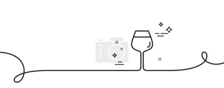Ilustración de Icono de línea de copa de vino. Continuo una línea con rizo. Signo de cristal de Burdeos. Bordeaux cinta de vidrio de un solo contorno. Patrón de curva de bucle. Vector - Imagen libre de derechos