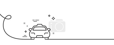 Illustration for Taxi line icon. Continuous one line with curl. Client transportation sign. Passengers car symbol. Taxi single outline ribbon. Loop curve pattern. Vector - Royalty Free Image