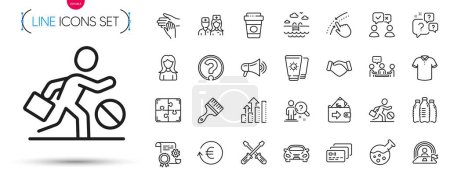 Illustration for Pack of Swimming pool, Search employee and Woman line icons. Include Analysis graph, Exchange currency, Swipe up pictogram icons. People chatting, Question bubbles, T-shirt signs. Vector - Royalty Free Image
