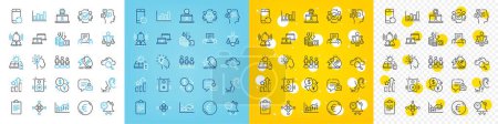 Illustration for Vector icons set of New message, Clipboard and Messages line icons pack for web with Deflation, Video conference, Cloud computing outline icon. Equality, Time management. Vector - Royalty Free Image