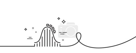 Illustration for Roller coaster line icon. Continuous one line with curl. Amusement park sign. Carousels symbol. Roller coaster single outline ribbon. Loop curve pattern. Vector - Royalty Free Image
