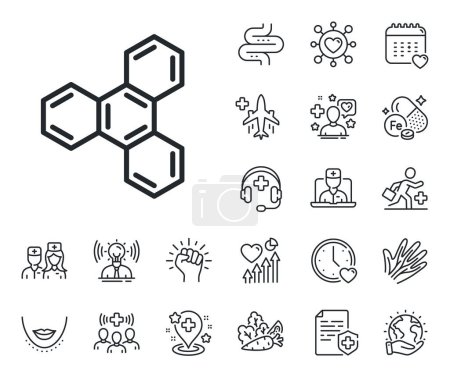 Illustration for Chemistry lab sign. Online doctor, patient and medicine outline icons. Chemical formula line icon. Analysis symbol. Chemical formula line sign. Veins, nerves and cosmetic procedure icon. Vector - Royalty Free Image