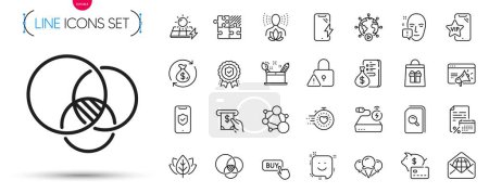 Illustration for Pack of Piggy bank, Change money and Yoga balance line icons. Include Holidays shopping, Creativity concept, Organic tested pictogram icons. Web mail, Solar panels, Vip phone signs. Vector - Royalty Free Image