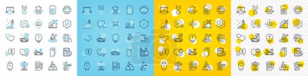 Illustration for Vector icons set of Best chef, Spanner and Development plan line icons pack for web with Smartwatch, Attraction, Online question outline icon. Qr code, Payment received. Vector - Royalty Free Image