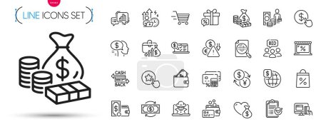 Illustration for Pack of Difficult stress, Fraud and Pay line icons. Include Graph chart, Deflation, Delivery shopping pictogram icons. Money change, Online accounting, Analytics chart signs. Vector - Royalty Free Image
