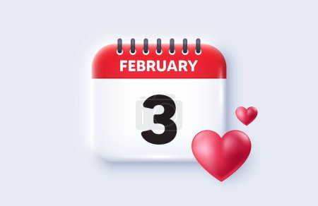 Illustration for 3rd day of the month icon. Calendar date 3d icon. Event schedule date. Meeting appointment time. 3rd day of February month. Calendar event reminder date. Vector - Royalty Free Image