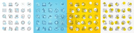 Illustration for Vector icons set of Currency audit, Settings gears and Thiamine vitamin line icons pack for web with Best manager, 360 degree, Stay home outline icon. Square area, Clipboard. Vector - Royalty Free Image
