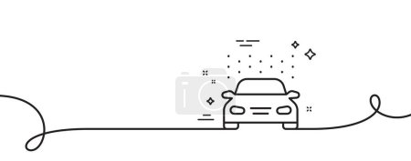 Illustration for Car wash line icon. Continuous one line with curl. Automatic cleaning sign. Clean vehicle symbol. Car wash single outline ribbon. Loop curve pattern. Vector - Royalty Free Image