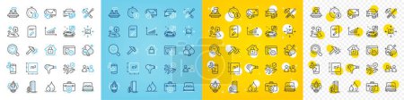 Illustration for Vector icons set of Lock, Square meter and Best app line icons pack for web with Computer mouse, Bed, Buildings outline icon. Project deadline, Buy car, Hammer blow pictogram. Vector - Royalty Free Image