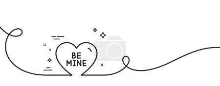 Illustration for Be mine line icon. Continuous one line with curl. Sweet heart sign. Valentine day love symbol. Be mine single outline ribbon. Loop curve pattern. Vector - Royalty Free Image