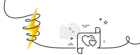 Illustration for Love letter line icon. Continuous one line with curl. Heart mail sign. Valentine day symbol. Love letter single outline ribbon. Loop curve with energy. Vector - Royalty Free Image