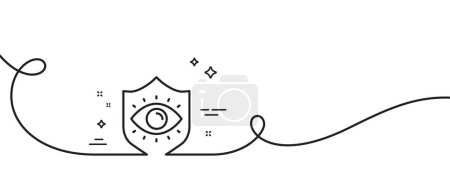 Illustration for Eye protection line icon. Continuous one line with curl. Oculist clinic sign. Optometry vision symbol. Eye protection single outline ribbon. Loop curve pattern. Vector - Royalty Free Image