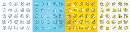 Illustration for Vector icons set of Filter, Face protection and Electronic thermometer line icons pack for web with Money currency, Thermometer, Safe time outline icon. Copywriting, Software. Vector - Royalty Free Image
