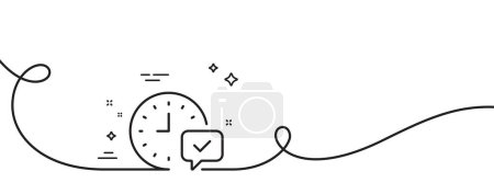 Illustration for Time line icon. Continuous one line with curl. Select alarm sign. Select alarm single outline ribbon. Loop curve pattern. Vector - Royalty Free Image