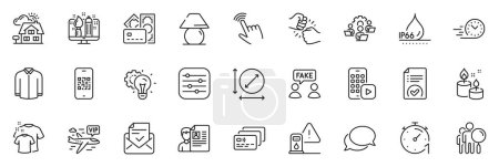 Illustration for Icons pack as Fake information, Petrol station and Clean t-shirt line icons for app include Approved document, Filter, Fast delivery outline thin icon web set. Phone app, Cursor. Vector - Royalty Free Image