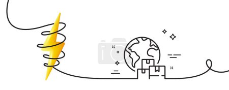 Illustration for International delivery line icon. Continuous one line with curl. Logistic service sign. Export freight boxes symbol. International delivery single outline ribbon. Loop curve with energy. Vector - Royalty Free Image