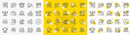 Illustration for Chess strategy, Fraud thief and Equality set. Business consulting line icons. Profile headshot, job competition and empowerment protest icons. Squad group, business strategic, unemployed. Vector - Royalty Free Image