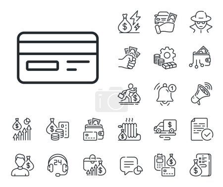 Illustration for Bank payment method sign. Cash money, loan and mortgage outline icons. Credit card line icon. Online Shopping symbol. Credit card line sign. Credit card, crypto wallet icon. Vector - Royalty Free Image