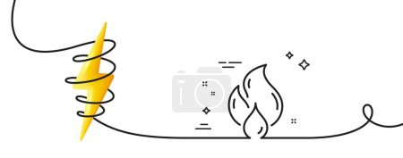 Ilustración de Icono de línea de combustible inflamable. Continuo una línea con rizo. Señal de energía de fuego. Energía de calefacción símbolo de energía. Cinta de contorno único de combustible inflamable. Curva de bucle con energía. Vector - Imagen libre de derechos