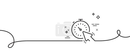 Ilustración de Icono de línea de tiempo. Continuo una línea con rizo. Signo de tiempo o reloj. Símbolo del cursor del ratón. Cronómetro de cinta de contorno único. Patrón de curva de bucle. Vector - Imagen libre de derechos