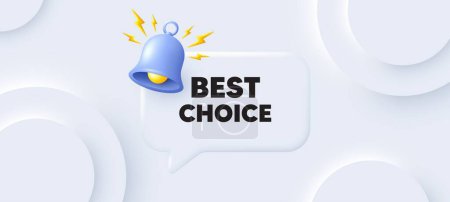 Illustration for Best choice tag. Neumorphic background with chat speech bubble. Special offer Sale sign. Advertising Discounts symbol. Best choice speech message. Banner with bell. Vector - Royalty Free Image