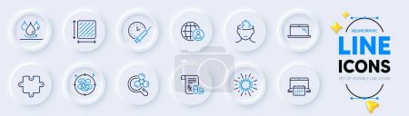 Illustration for Stress, Coronavirus and Laptop line icons for web app. Pack of Medical prescription, Puzzle, Waterproof pictogram icons. Chemistry lab, International recruitment, Calendar signs. Vector - Royalty Free Image