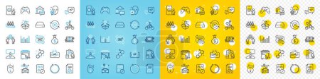 Illustration for Vector icons set of Chemical formula, Loop and Spanner line icons pack for web with Mini pc, Copywriting notebook, Delivery truck outline icon. 360 degree, Approved document, Journey pictogram. Vector - Royalty Free Image