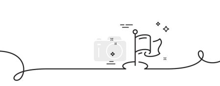 Illustration for Milestone line icon. Continuous one line with curl. Place pin sign. Flag pointer symbol. Milestone single outline ribbon. Loop curve pattern. Vector - Royalty Free Image