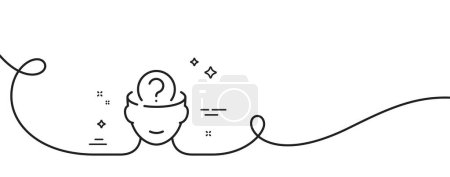 Illustration for Psychology therapy line icon. Continuous one line with curl. Mental health sign. Brain question mark symbol. Psychology single outline ribbon. Loop curve pattern. Vector - Royalty Free Image