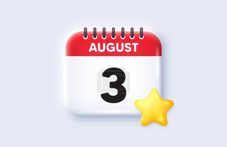 Illustration for 3rd day of the month icon. Calendar date 3d icon. Event schedule date. Meeting appointment time. 3rd day of August month. Calendar event reminder date. Vector - Royalty Free Image