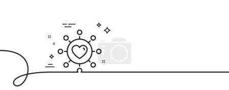 Illustration for Love dating line icon. Continuous one line with curl. Relationships network sign. Valentines day or Heart symbol. Dating network single outline ribbon. Loop curve pattern. Vector - Royalty Free Image