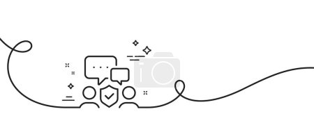 Illustration for Security agency line icon. Continuous one line with curl. Body guards sign. Private protection symbol. Security agency single outline ribbon. Loop curve pattern. Vector - Royalty Free Image
