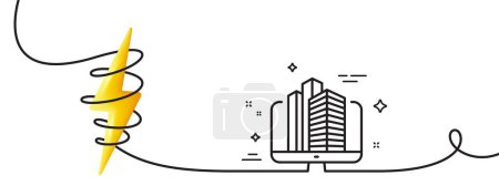 Illustration for Enterprise line icon. Continuous one line with curl. Real estate sign. Skyscraper broker symbol. Enterprise single outline ribbon. Loop curve with energy. Vector - Royalty Free Image
