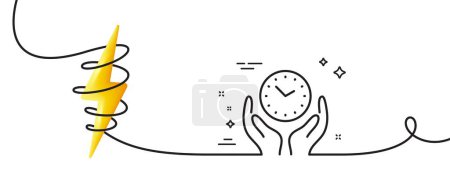 Illustration for Safe time line icon. Continuous one line with curl. Clock sign. Hold watch symbol. Safe time single outline ribbon. Loop curve with energy. Vector - Royalty Free Image